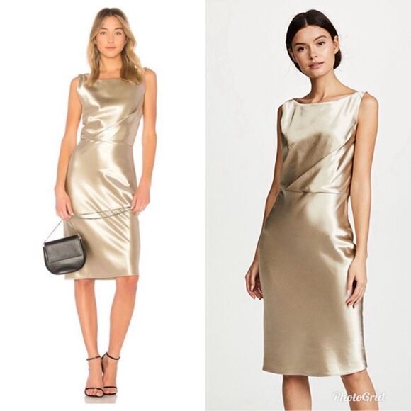 REVOLVE NILI LOTAN Anne Gold Metallic Midi Dress - Picture 3 of 10